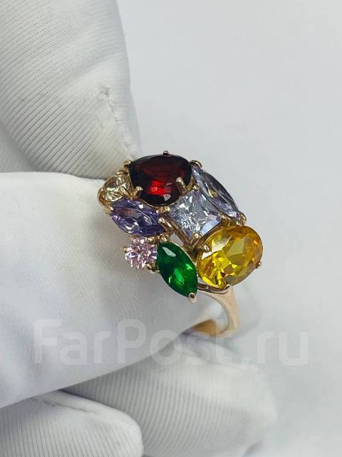 Кольцо золото 585 пробы с миксом камней, арт. к-3218 Кольцо золото 585 пробы с миксом камней, арт. к-3218