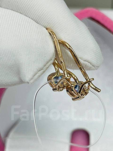 Серьги петельки с фианитами золото 585 пробы арт С-2636 Серьги петельки с фианитами золото 585 пробы арт С-2636
