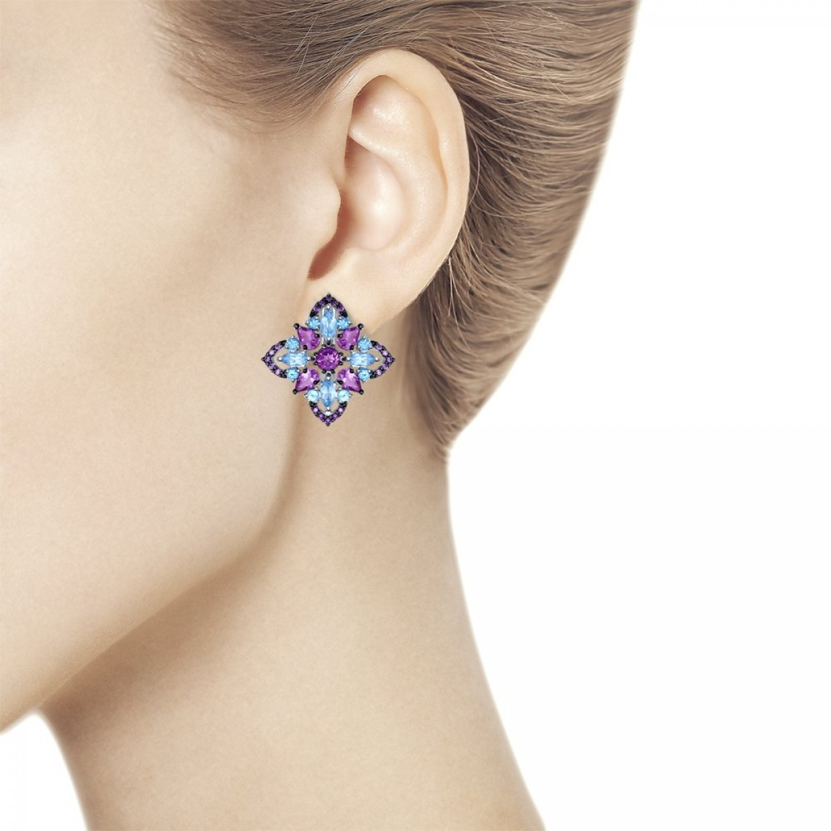 Серьги из серебра с миксом камней арт 004 Серьги из серебра с миксом камней арт 004